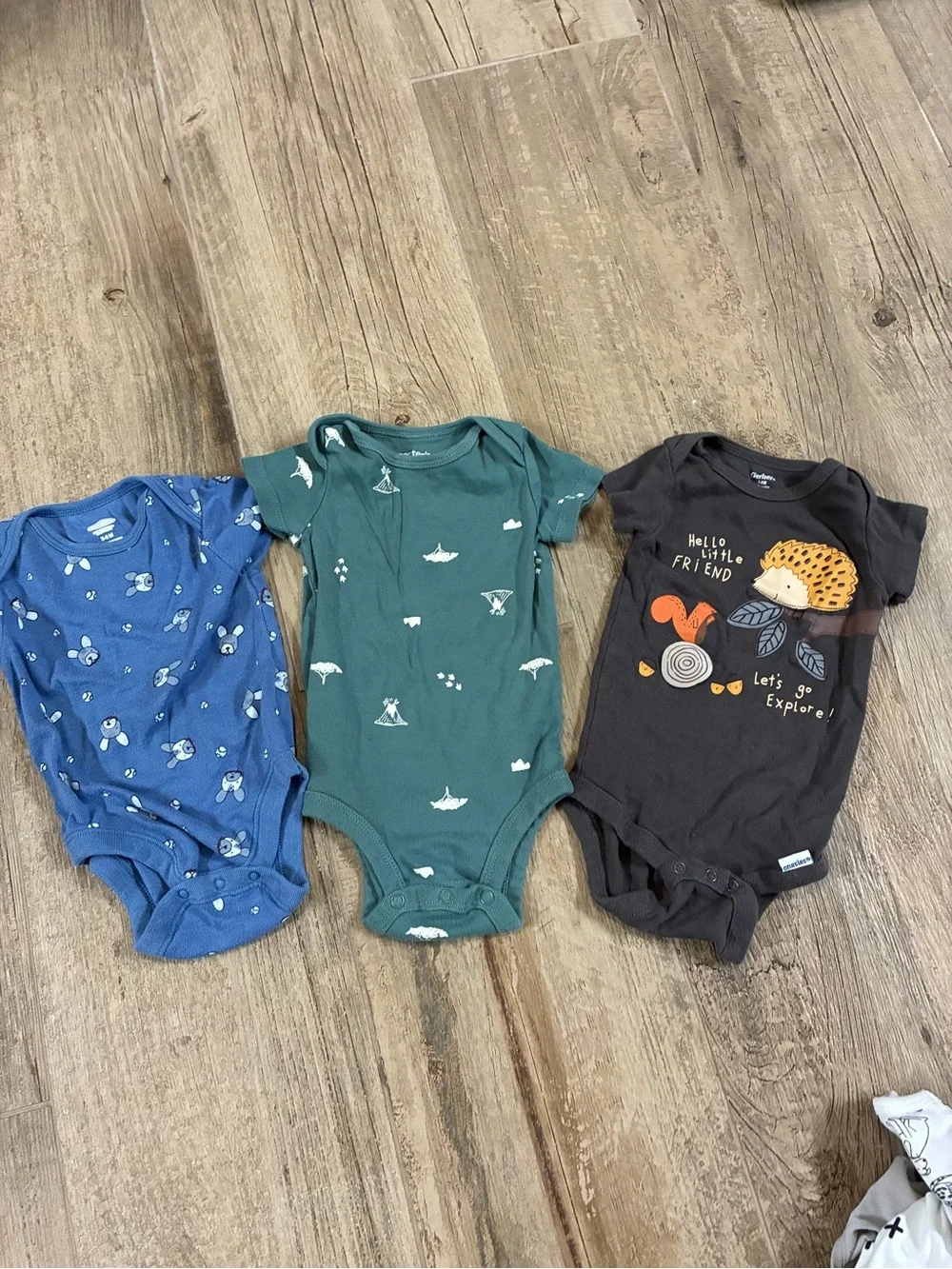 Baby Boy Bodysuit Bundle 3-6M Carter’s Old Navy Woodland Bunny 3-Pack